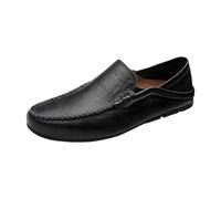 Chaussures de conduite en cuir pour homme - Mocassins plats - Chaussures à enfiler - En cuir souple - Confortables - Chaussures d'affaires - Respirantes - Chaussures de bateau confortables - Sans