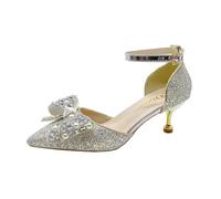 Chaussures de Confort for Femmes Sandales à Talons Hauts Bling Bling Femme Beige à Talons Hauts Brillant Pointu Perdu Printemps(Silver 5cm,37)