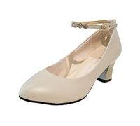 Chaussures de costume traditionnel pour femme - Avec talon épais - Chaussures de danse - Chaussures de mariée - Talon bloc - Ballerines élégantes - Pour Dirndl - Chaussures à talons - Clips