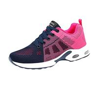 Chaussures de course confortables à coussin d'air pour femme - Semelle antidérapante et absorbant les chocs - Dessus en maille respirante - Semelle intérieure en mousse à mémoire de forme, rose vif