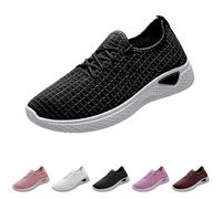 Chaussures de course pour femme - Antidérapantes et respirantes - Amortissement élevé - Avec semelle souple - Réglables - Décontractées - Pour la marche quotidienne et les promenades, Noir 01, 38 EU