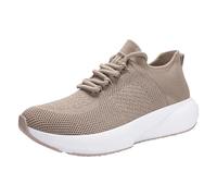 Chaussures de course pour femme - Chaussures de sport à plateforme - Chaussures de marche respirantes - Chaussures de loisirs - Chaussures de tennis légères - Semelle épaisse, kaki, 38 EU