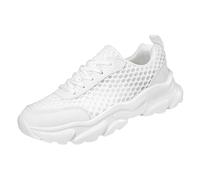 Chaussures de course pour femme - Respirantes - En maille - Ergonomique - Chaussures de jogging confortables - Chaussures de course sur route - Chaussures de fitness - Chaussures d'extérieur, Blanc