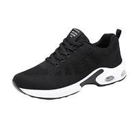 Chaussures de course pour femme, taille 39, tendance, été et automne, coussin d'air plat, légères, à lacets, baskets décontractées à talons pour femme, Noir , 40 EU