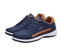 Chaussures de course pour homme en cuir respirant antidérapant à lacets Chaussures de sport basses Soutien de la voûte plantaire Chaussures orthopédiques en mousse à mémoire de forme légères et