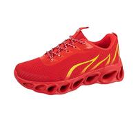 Chaussures de course pour homme en maille respirante avec soutien de la voûte plantaire, chaussures de fitness, chaussures de marche légères et confortables pour l'entraînement en plein air, Rouge, 42