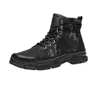 Chaussures de course pour homme Printemps été et automne Grande taille Mid Top Work Wear Respirant Polyvalent Camouflage Non Tendance Sports Casual Shoes Crazy Time, Noir , 42 2/3 EU