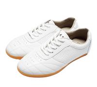 Chaussures de Cuirs Tai-chi pour Femme,Chaussures de Sports de Arts Martiaux pour Homme, Chaussures D'entraînement Taekwondo de Boxe Karaté Chaussures de Shao lin Qi Gong Wing C(Size:37EU,Color:blanc)