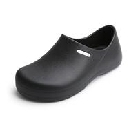 Chaussures de cuisine antidérapantes for hommes et femmes, chaussures de chef, chaussures de service alimentaire avec tige en cuir imperméable(BLACK,US 9.5=42EU)