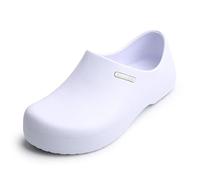 Chaussures de cuisine antidérapantes for hommes et femmes, chaussures de chef, chaussures de service alimentaire avec tige en cuir imperméable(WHITE,US 11=45EU)