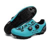 Chaussures De Cyclisme pour Hommes Et Femmes, Baskets De Respirantes Et Antidérapantes, Chaussures De Vélo Légères pour Plein Air,Adaptées Au Vélo D'appartement Spin-Teal||Numeric_44