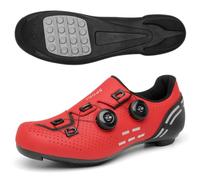 Chaussures De Cyclisme pour Hommes Et Femmes, Chaussures De Vélo Respirantes Et Antidérapantes Baskets Cyclisme sur Route en Extérieur Ainsi Qu'aux Cours De Spin en Salle-Red||Numeric_37
