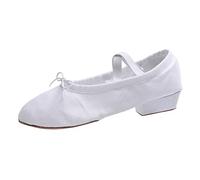 Chaussures de danse à talon bas pour femme avec sangle élastique, semelle souple, escarrées, confortables et légères, semelle extérieure en caoutchouc antidérapant, blanc, 39 EU