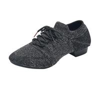 Chaussures de Danse à Talons Bas pour Femmes adaptée pour Performances Modernes de Jazz et Latin Semelle Flexible entraînement léger et Confortables (Black, 35)