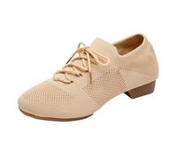 Chaussures de Danse à Talons Bas pour Femmes adaptée pour Performances Modernes de Jazz et Latin Semelle Flexible entraînement léger et Confortables (Beige, 40)