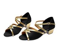 Chaussures de danse de salon pour filles - Salsa latine - Bout ouvert - Talon bas - Tango Cha-cha - Chaussures de danse de mariage et de soirée - Chaussures de danse pour grandes et petites filles