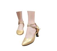 Chaussures de Danse Élégantes à Talon Moyen pour Une Pratique Confortable et Flexible des Danses de Salon et (Gold, 37)