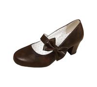 Chaussures de danse élégantes à talons hauts pour femme | Escarpins fermés vintage confortables à bout rond avec nœud pour l'extérieur, les loisirs, les fêtes et la vie quotidienne