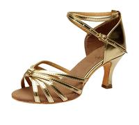 Chaussures de danse élégantes à talons hauts pour femme - Sandales à talon latin standard avec sangle de cheville - Bout ouvert - Semelle en caoutchouc - Chaussures à talons pour fête, mariage