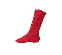 Chaussures de danse en toile pour femme, bottes de jazz, bottes hautes, lacets croisés, semelle souple, semelle fendue, bottines respirantes mi-mollet pour les spectacles sur scène et la pratique