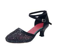 Chaussures De Danse Femme Heels Dance Shoes Talon Chaussure Mariage Chausson Chaussons Jazz Modern Plates Latine Années 20 Classique Salon Fille Baskets Et Sport Confortable Elegante,a-Le noir,37