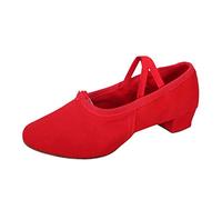 Chaussures de danse fermées en caoutchouc à talon bas pour femme - Boucle - Couleur unie - Confortables - Pieds nus - Chaussures de loisirs - Semelle souple - Chaussures de jazz - Chaussures de danse