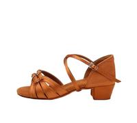 Chaussures de danse for enfants, filles, femmes, sandales latines, chaussures salon, tango moderne, d'entraînement à la salsa pour Femme pour Jazz/Latin/Standard/Rumba(3.5cm Brown,27 (18.5cm))