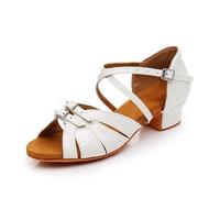 Chaussures de Danse for Filles et Femmes, Chaussures Salon Latines, Tango Moderne, Sandales Salsa, Talon 3,5 cm(White,38)