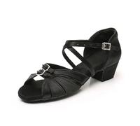 Chaussures de Danse for Filles et Femmes, Chaussures Salon Latines, Tango Moderne, Sandales Salsa, Talon 3,5 cm(Black,34)