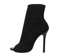Chaussures de Danse Heels Femme Dance-Class Bootie Escarpins Noir Mesh Stiletto Talons Hauts Sandales à Lacets avec Bouche de Poisson Bout Ouvert Lacets Sall Talon 7.5 cm Confort Heels Soirée Outdoor
