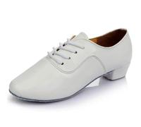 Chaussures De Danse Homme Chaussures Latines for Hommes et Enfants, Chaussures de Danse Tango Jazz for Salle Bal, Spectacle, Semelle en Cuir Souple, carrées Modernes for Femmes(White,30)