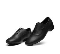 Chaussures De Danse Hommes Chaussures De Danse Chaussures De Danse De Salon Latine Talon Bas Moderne Intérieur Hommes Tango Valse Salsa Danicng Chaussures en Cuir PU Noir Blanc(Black,41)