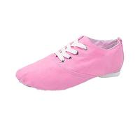 Chaussures de danse jazz à lacets pour femme - Ballerines modernes - Haute durabilité - Talon en caoutchouc - Semelle fendue - Pour tango latin - Chaussures de fête, rose, 37.5 EU
