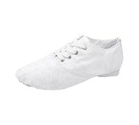 Chaussures de danse jazz à lacets pour femme - Ballerines modernes - Haute durabilité - Talon en caoutchouc - Semelle fendue - Pour tango latin - Chaussures de fête, blanc, 39.5 EU