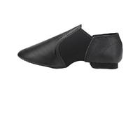 Chaussures De Danse Jazz en Cuir Véritable Tan Noir Semelle Antidérapante Enfant Bas Âge Filles Femme Gymnastique Unisexe sans Lacet(Black,40(25CM))