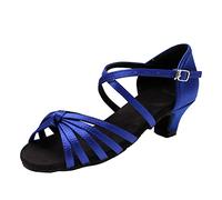 Chaussures de danse latine à la mode pour femme avec semelle souple, confortables et antidérapantes pour des performances élégantes et une danse détendue, bleu, 42 EU