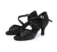 Chaussures de Danse Latine à Strass, Semelle Souple et Boucle, Modèle de Bal et entraînement, pour Les compétitions, Les Cours et Les Spectacles