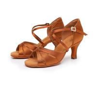Chaussures de Danse Latine à Strass, Semelle Souple et Boucle, Modèle de Bal et entraînement, pour Les compétitions, Les Cours et Les Spectacles