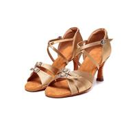 Chaussures De Danse Latine Chaussures de danse latine en satin for femmes, chaussures de pole dance modernes, chaussures de salsa, tango, talons hauts réglables, for filles et femmes Pour Danse(7cm in