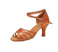 Chaussures De Danse Latine Chaussures de Danse Latine for Femmes et Filles, Baskets Professionnelles à Semelle Souple 5/7cm for la Pratique du Jazz Salsa(Brown 7cm,37)