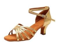 Chaussures De Danse Latine Chaussures de Salle Bal for Femmes, Chaussures Danse Latine, Souples, Tango Jazz, Salsa for Filles, Sandales d'entraînement(5.5CM Gold,39)
