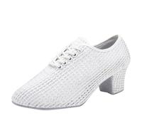 Chaussures de Danse Latine Femme Chaussures de Danse d'Intérieur Femme Blanc - Talon 5CM - Semelle Souple et Antidérapante pour Latin et Professeurs AB-Blanc, 39