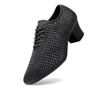 Chaussures de Danse Latine Femme Chaussures de Danse d'Intérieur Femme Blanc - Talon 5CM - Semelle Souple et Antidérapante pour Latin et Professeurs B-Le Noir, 36