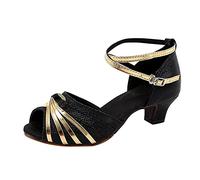 Chaussures de danse latine femme élégant argent chaussures à talons avec strass confortables chaussures Cross Strap Peep Toe chaussures danse classique mode sandales danse moderne or pour cocktail