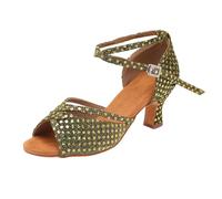 Chaussures De Danse Latine Femme Ouverte Latine Tango Valse Fête Sociale Salle De Bal Performance Sandales De Danse Pour Femmes Petit Talon Paillettes Moderne Pour National Mark