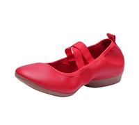 Chaussures De Danse Latine Femme Talon Chaussure Vintage 50 Tango Ballerines Confortable Chaussons Chausson Fille Anti-Dérapant Ballerine Noir Mariage/soirée Mariage Rouge 42
