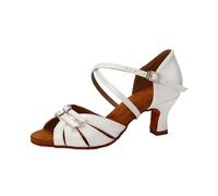 Chaussures de Danse Latine for Femmes, Chaussures Pole Dance, Salsa, Tango Moderne, Talons Hauts, Latines réglables for Filles et(Beige,38)