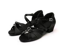 Chaussures de Danse Latine for Femmes, Chaussures sur Poteau Modernes, Salsa Tango, Talons Hauts réglables, Latines for Filles et Dames, Salle Bal(Black Satin,41)
