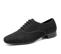 Chaussures de Danse Latine for Hommes, Baskets Jazz à Talons Bas, Chaussures Professionnelles ou d'entraînement, en Tissu Oxford(Indoor Calfskin Sole,44)