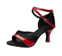 Chaussures de danse latine pour femme - Bout ouvert - Sandales avec boucle - Sandales de danse modernes - Talons hauts - Chaussures de soirée élégantes - Grande taille - Pour salle de bal, tango